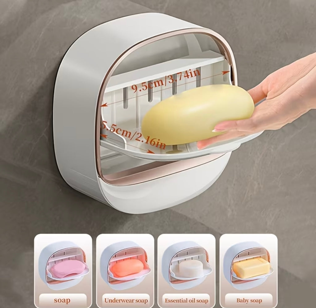 Wall-Mounted Waterproof Soap Holder with Drainage Tray