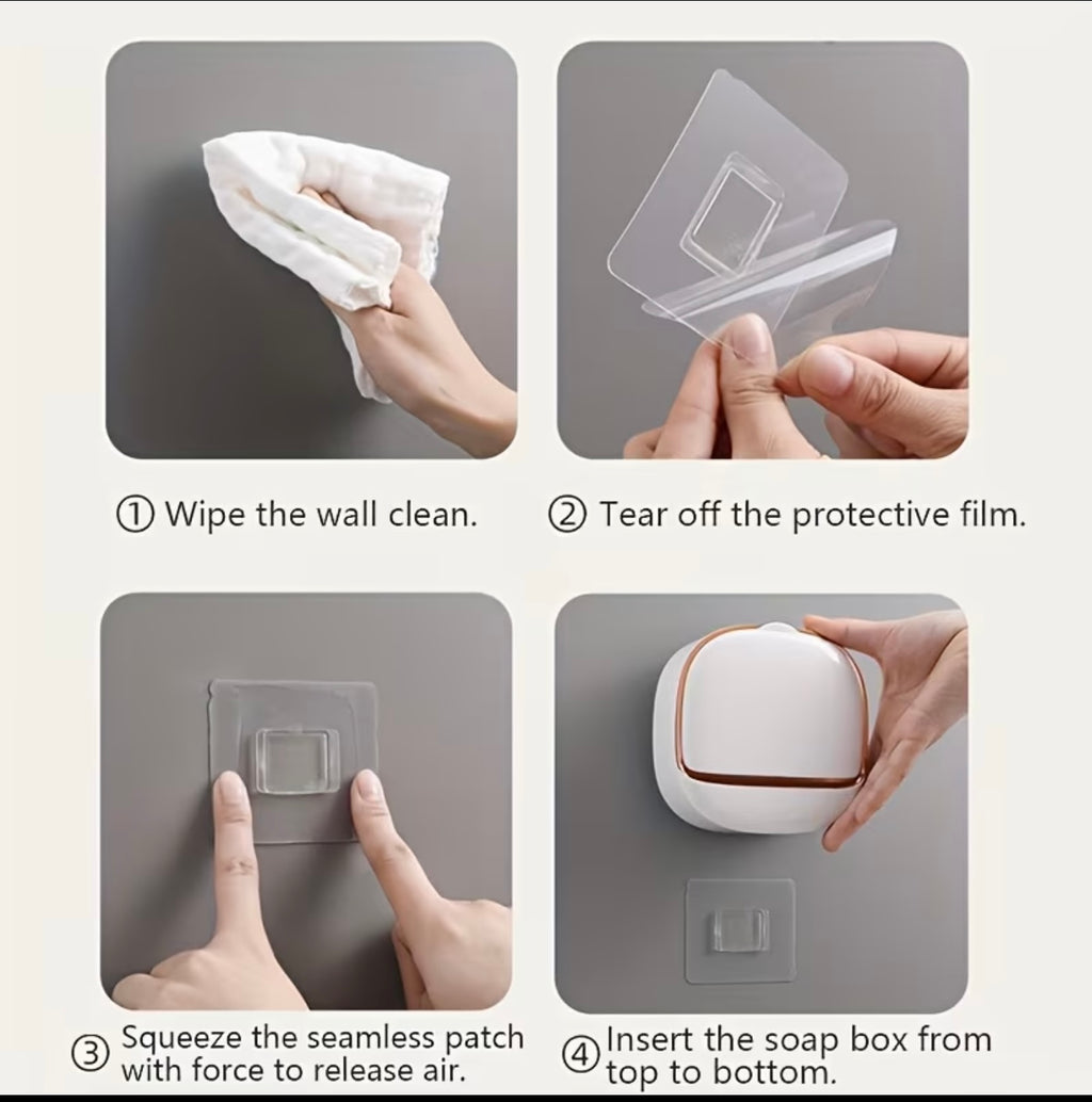 Wall-Mounted Waterproof Soap Holder with Drainage Tray